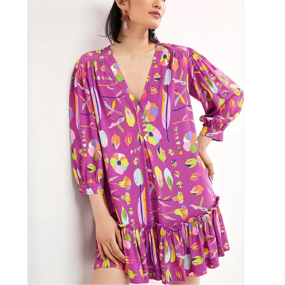 Anthropologie Luke John Matthew Arnold Floral Tunic Dress Size S, EUC